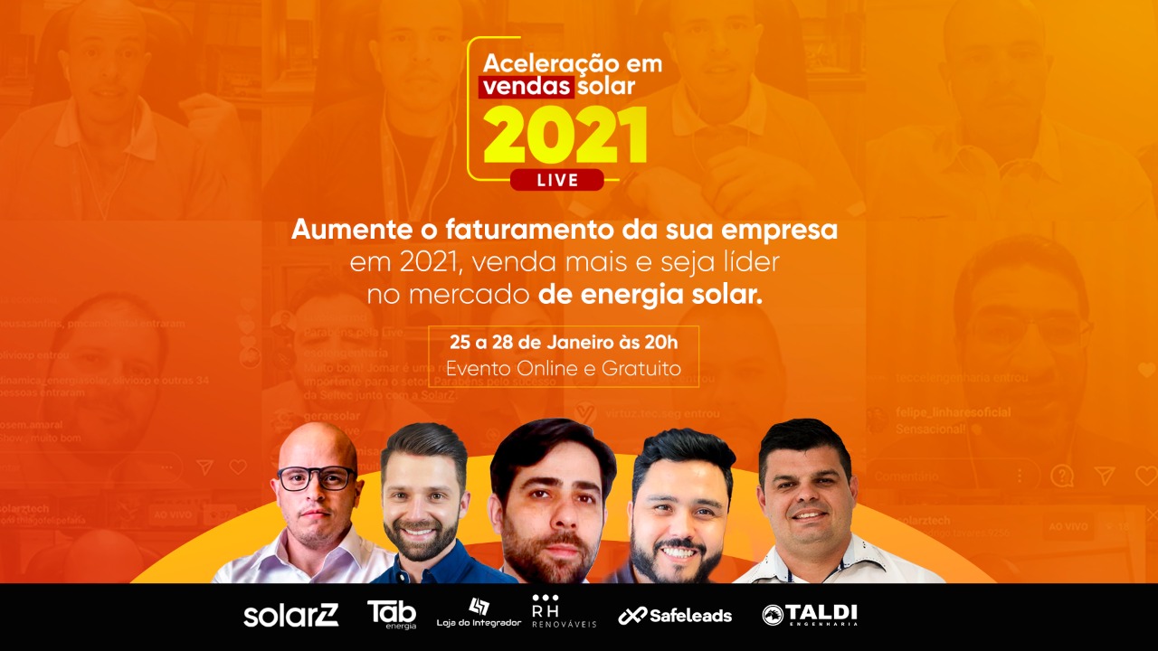 “Aceleração em vendas solar 2021” é o tema da semana de lives de janeiro da SolarZ